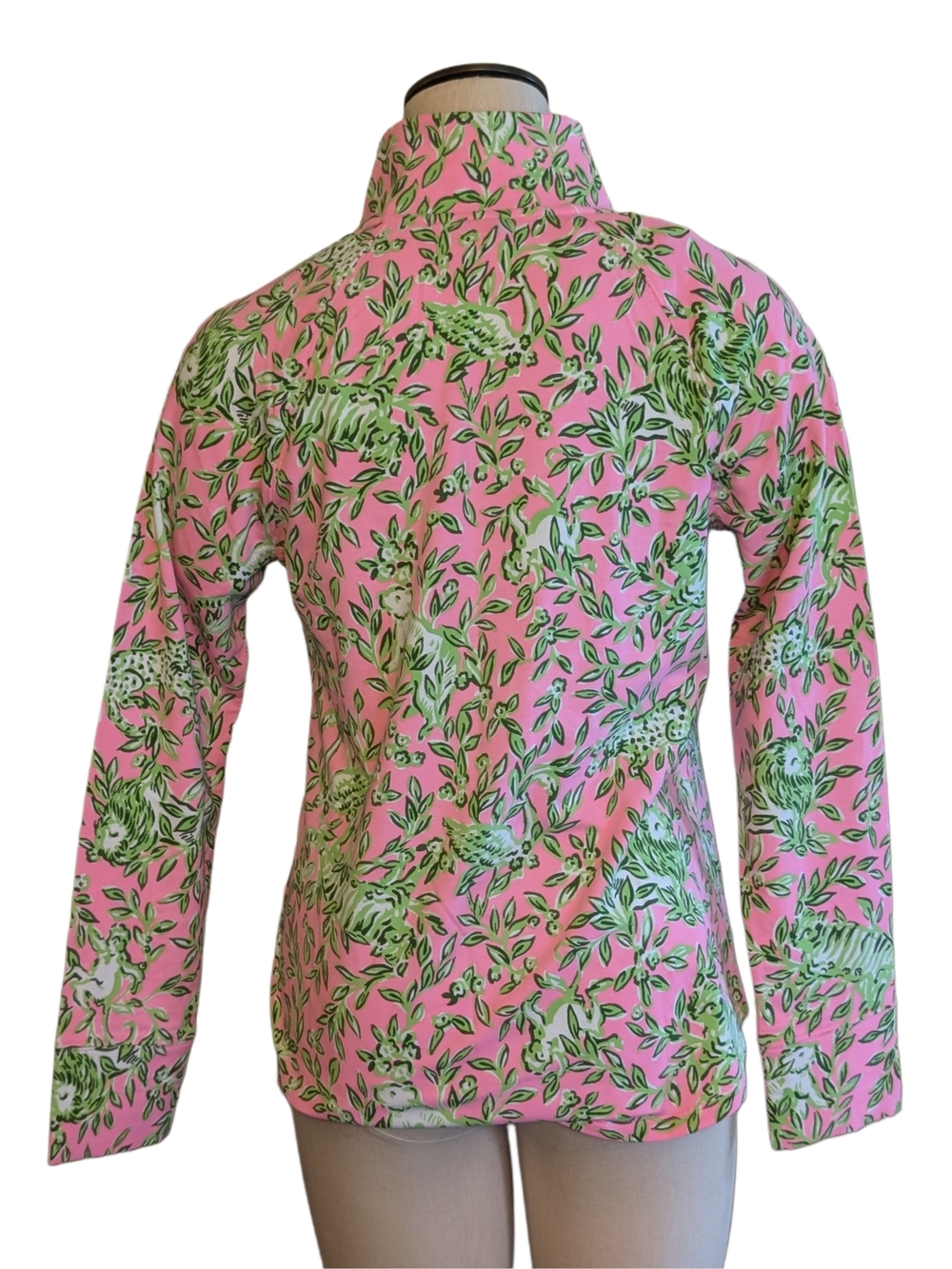 NWT Lilly Pulitzer Pink & Green Floral-Print Half-Zip Pullover UPF 50+ - Picture 3 of 5